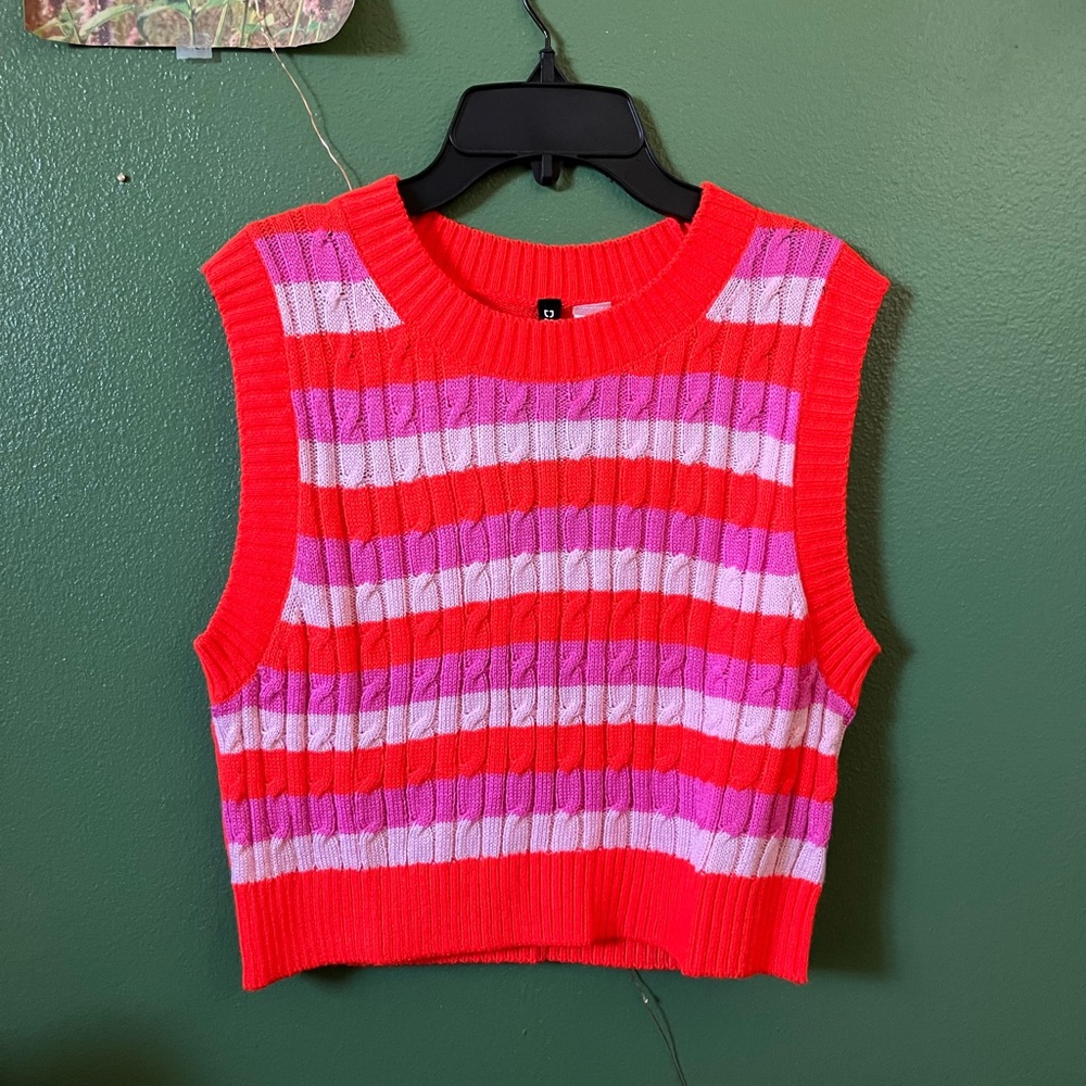 H&M neon orange sweater vest